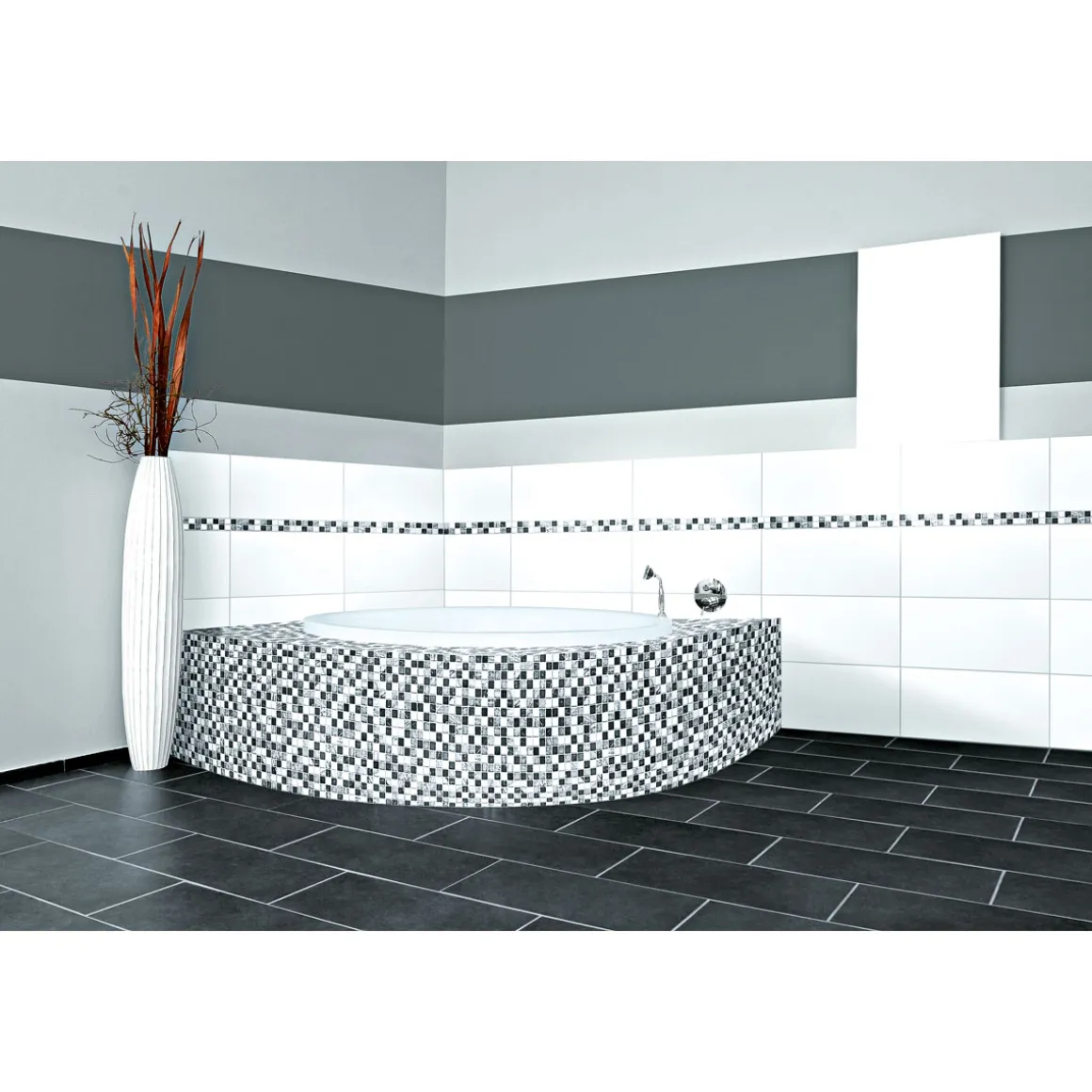 Mosaik Marmormatten 23/23 grau-weiß 30 x 30 x 0,8 cm