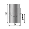 MyFireTool Rauchrohr mit Drosselklappe 250 mm Ø 150 mm schwarz 2mm