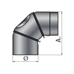 MyFireTool Rauchrohrbogen 90 Grad Ø150 mm schwarz 2 mm mit Tür verstellbar