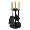 MyFireTool Kaminofenbesteck 3tlg., Farbe: Schwarz, Pulverbeschichtet, Holzgriffe