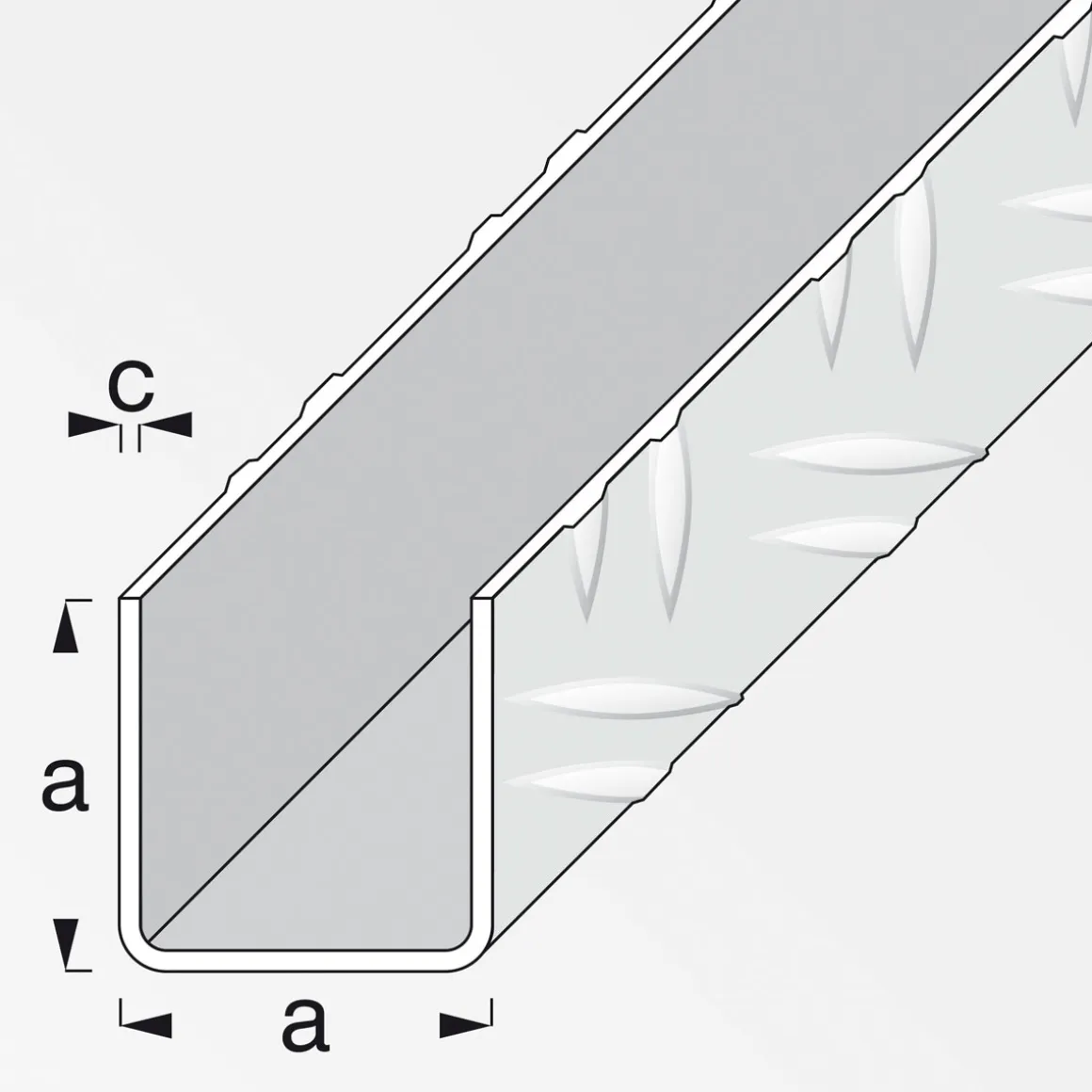 MyTool Riffelblech-Quadrat-U 23,5 mm 1m blank
