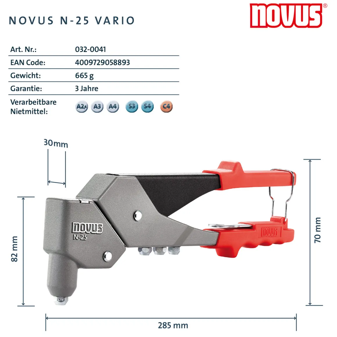 Novus Blindnietzange N-25 vario