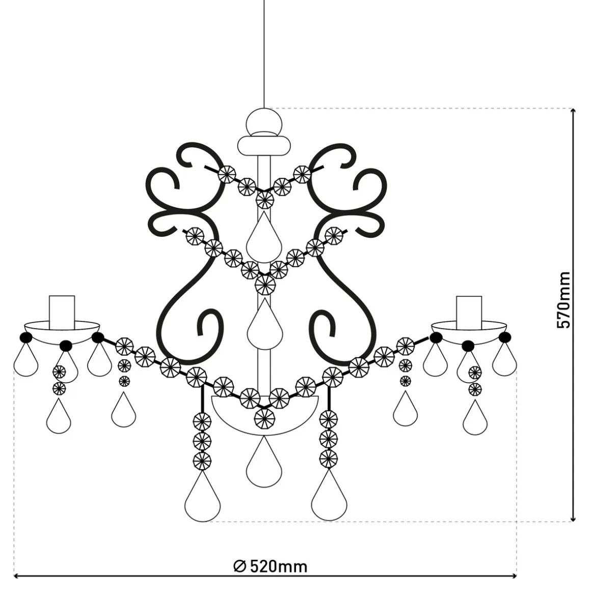 näve Kronleuchter Cecilia silber 5er