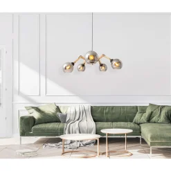 näve Pendelleuchte Soito schwarz Glas 5er