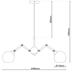 näve Pendelleuchte Soito schwarz Glas 5er