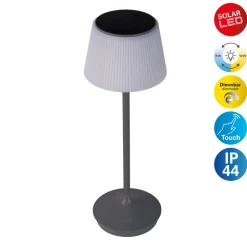 näve Solar-Tischleuchte Emmi grau mit Akku 13x13x38cm dimmbar