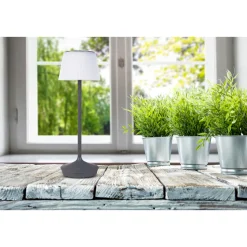 näve Solar-Tischleuchte Emmi grau mit Akku 13x13x38cm dimmbar