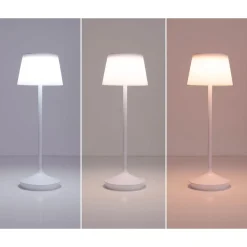 näve Solar-Tischleuchte Emmi weiß mit Akku 13x13x38cm dimmbar