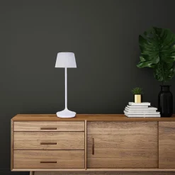 näve Solar-Tischleuchte Emmi weiß mit Akku 13x13x38cm dimmbar