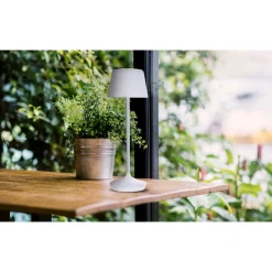 näve Solar-Tischleuchte Emmi weiß mit Akku 13x13x38cm dimmbar