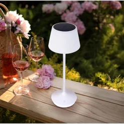 näve Solar-Tischleuchte Emmi weiß mit Akku 13x13x38cm dimmbar