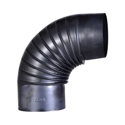 Ofenrohrbogen 120 mm Durchm., gerippt,90 Gr., o. Reinigungstür, aus Blauglanzblech