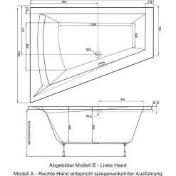Ottofond Badewanne Galia II Modell B 175 x 135 x 70 cm weiß