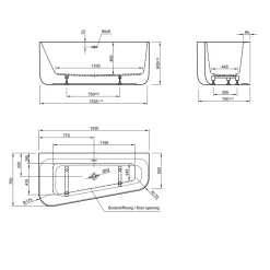 Ottofond Badewanne Pino 155 x 75 cm Ausführung rechts Wannenrandarmatur S3000