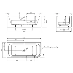 Ottofond Dusch-Badewanne Free Gate Mod A herausnehmbare Tür mit Wassereinlauf