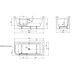 Ottofond Dusch-Badewanne Free Gate Mod B herausnehmbare Tür mit Wassereinlauf