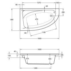 Ottofond Eckwanne Marina Modell B 160 x 90 cm weiß