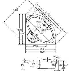 Ottofond Eckwanne Sardinia 151 cm weiß