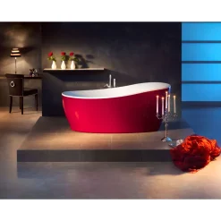 Ottofond Freistehende Badewanne Aviva 180 x 85 cm bordeaux/weiß