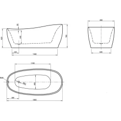 Ottofond Freistehende Badewanne Aviva 180 x 85 cm bordeaux/weiß
