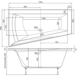 Ottofond Whirlpool-Komplettset Galia Mod B 170 x 100 cm inklusive Farblichtwechsler