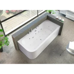Ottofond Whirlpool-Komplettset Spirit links 180 x 80 cm weiß inklusive Wannenrandarmatur S2000
