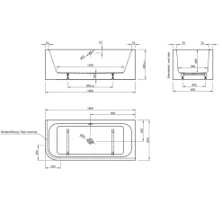 Ottofond Whirlpool-Komplettset Spirit links 180 x 80 cm weiß inklusive Wannenrandarmatur S2000
