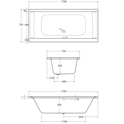 Ottofond Whirlpool-Komplettset Rosa 170 x 75 cm inklusive Farblichtwechsler