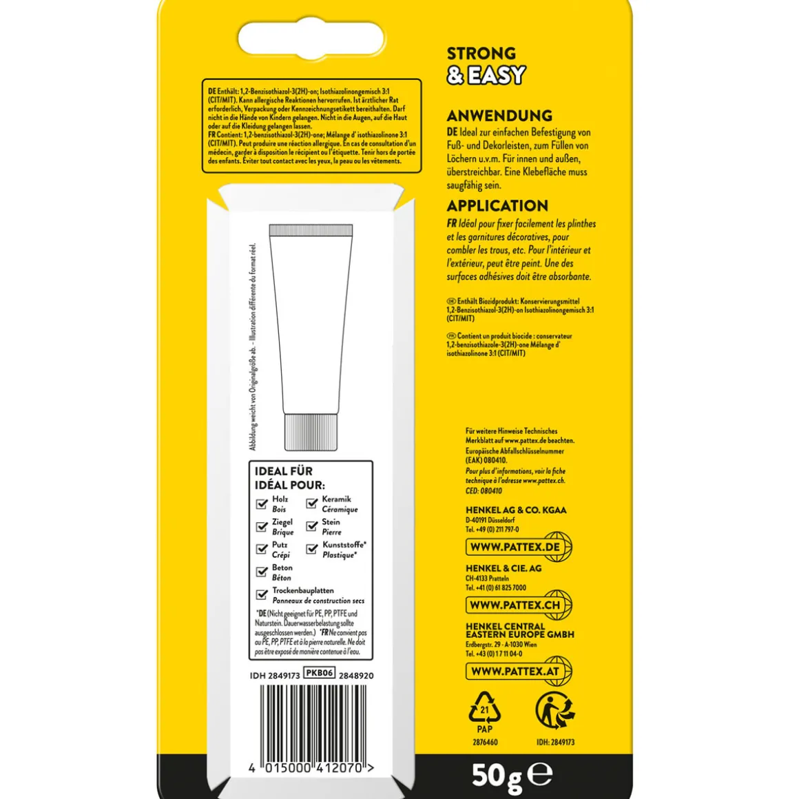 Pattex Montagekleber Kleben statt Bohren 50 g