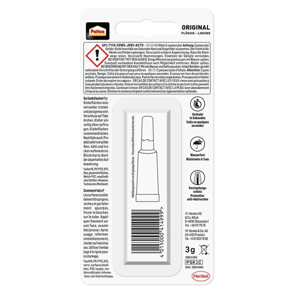 Pattex Sekundenkleber Flüssig 3 g