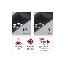 Paulmann Outdoor Solar Pollerleuchte Ilias IP44 3000K 100lm Bewegungsmelder Anthrazit