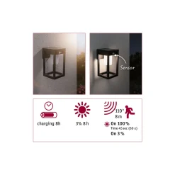 Paulmann Outdoor Solar Wandleuchte Marisol IP44 3000K PIR