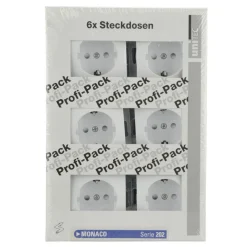 PROFI-PACK-SET Steckdosen Monaco ultraweiß 6 Stück Serie 202