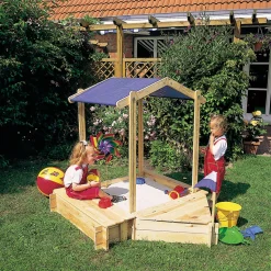 Promadino Set Sandkasten Peter mit Sitz- und Bugbox