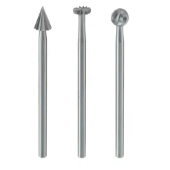 Proxxon Micromot Feinfräsersatz Wolfram-Vanadiumstahl 3- teilig Rad Kugel Kegel