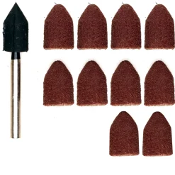 Proxxon Micromot Schleifkappen Durchmesser 9 mm je 5 Stück Korn 80 und 150 mit Träger