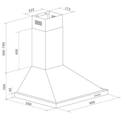 Respekta Dalia Kaminhaube CH22068IXB 90 cm Edelstahl