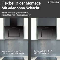 Respekta Dunstabzugshaube FTA 350 S schwarz