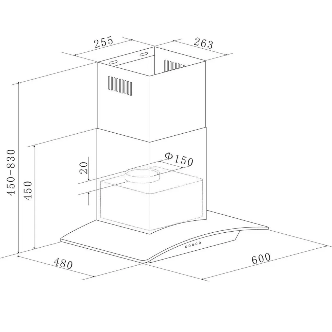 Respekta Dunstabzugshaube Nova CH 0160 IXB Edelstahl 60 cm