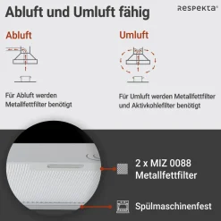 respekta Haube Edelstahl 60cm EEK A++9 Leistungsstufen LED-Beleuchtung