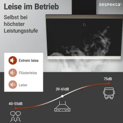 Respekta Haube Schwarz, 60 cm, EEK A++9 Leistungsstufen LED-Beleuchtung