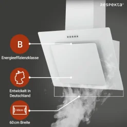 Respekta Kopffreie Schräghaube Leila Glas weiß 60 cm