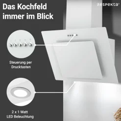 Respekta Kopffreie Schräghaube Leila Glas weiß 60 cm