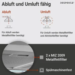 Respekta Nola Kaminhaube CH22058IXB 60 cm Edelstahl