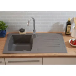 Respekta Spüle grau 86 cm Mineralit 1 Becken 1 Abtropffläche