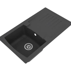 Respekta Spüle grau 86 cm Mineralit 1 Becken 1 Abtropffläche