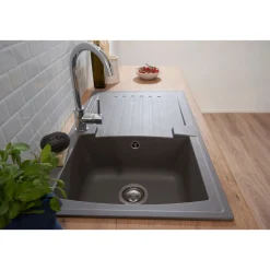 Respekta Spüle grau 86 cm Mineralit 1 Becken 1 Abtropffläche