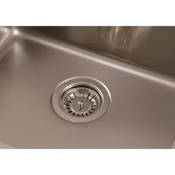 Respekta Spuele Edelstahl 49 cm inkl. Ab- und Ueberlaufgarnitur