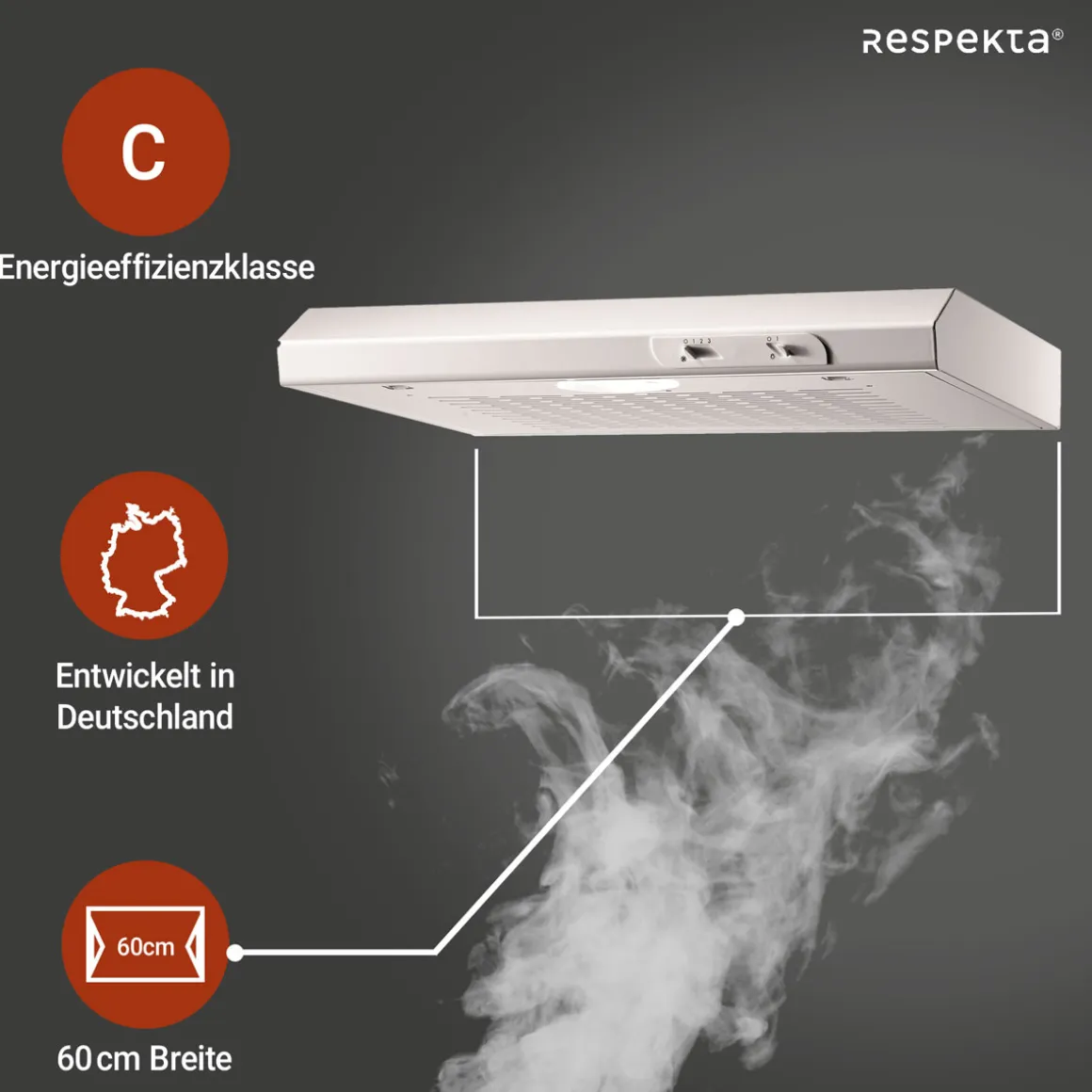 Respekta Unterbauhaube Suna DH620WL weiß 60 cm