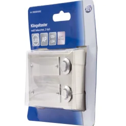 REV Ritter Klingeltaster Aufputz 2-fach mit LED-Beleuchtung und gravierbarem Namensschild Edelstahl